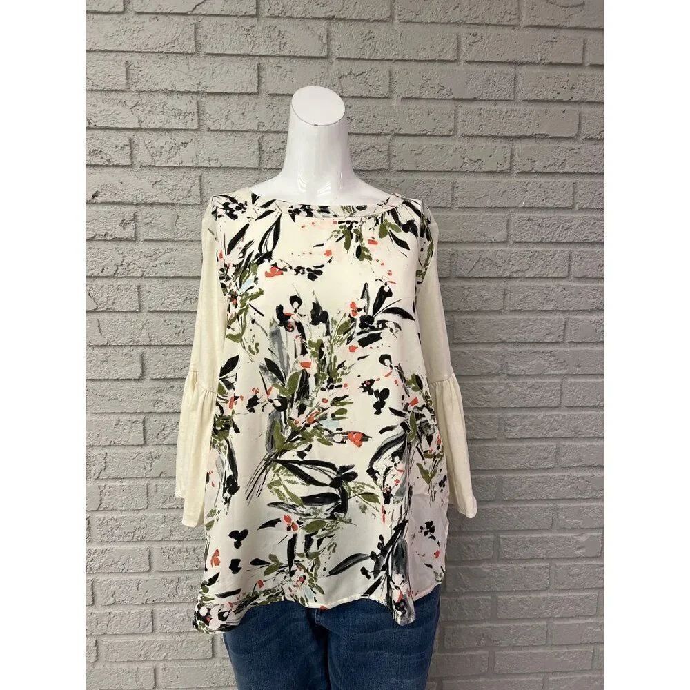 Van Heusen Women Floral Print Bell Sleeve Blouse Size M